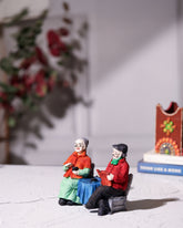 Elderly Couple Statue with Tea Set
